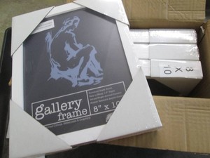 4 Pack of new Gallery deep wood frames, 10 x 8 inches white