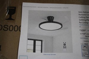 Retractable ceiling fan with light and remote control