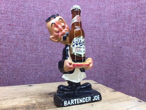 Vintage BARTENDER JOE - Holding Mini BLATZ Beer Bottle - Very Good