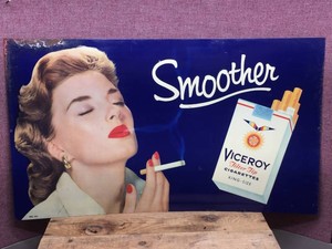 Vintage VICEROY Cigarettes - 1954 Metal Sign 26 x 16 14
