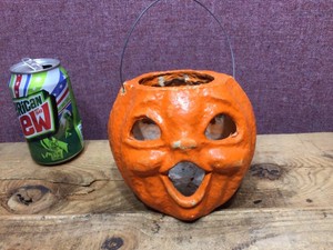Vintage Paper Mache 2 Face Pumpkin