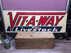 Nifty Vintage VIT-A-WAY - Embossed Metal Advertiser Sign 33 34 x 12
