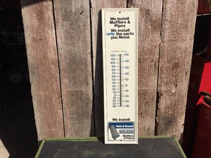 Vintage WALKER MUFFLER & PIPES - Aluminum Thermometer 7 14 x 28