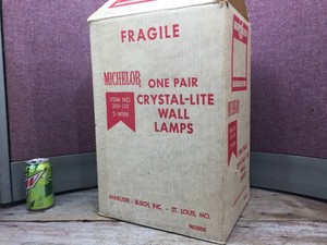 NOS Vintage MICHELOB - ONE PAIR CRYSTAL-LITE WALL LAMPS - In Box