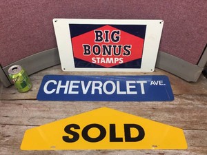 (3) Metal Signs