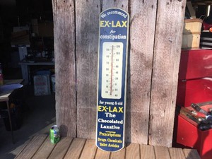 Fabulous Vintage EX-LAX Large Metal Advertiser Thermometer 39 x 8
