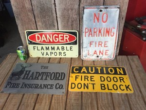 (4) Vintage FIRE Related Metal Signs