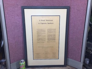 1954 Detroit Free Press - A Frank Statement to Cigarette Smokers FramedMatted Presentation