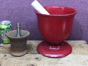Vintage Cast Iron Apothecary Mortars  CeramicBrass Pestles