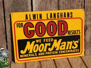 Vintage MOORMANS - Metal Feed Sign 20 x 14 - Stout Sign Co