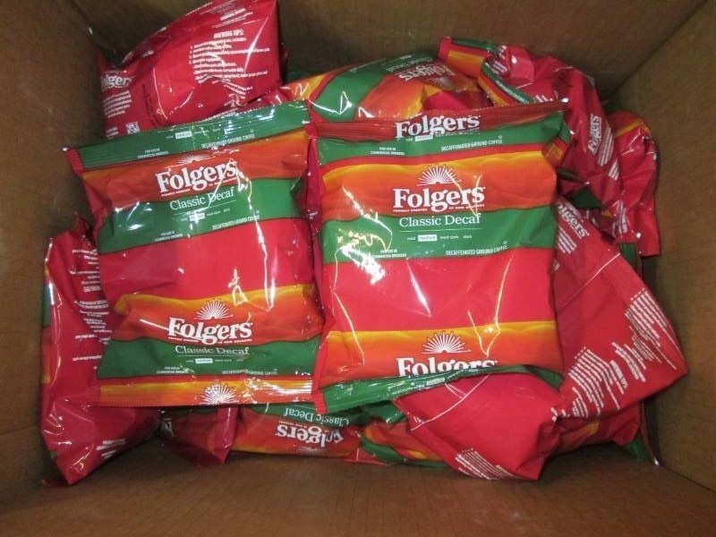30 5.4 Oz packs of Folgers decaff coffee ground dated June 26