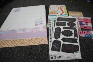 Baby girl themed scrapbooking stickers and 12x12 card stock