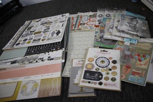 Assorted wedding themed scrapbooking supplies