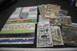 Assorted baby boy scrapbooking cardstock and stickers