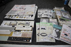 Assorted wedding themed scrapbooking supplies