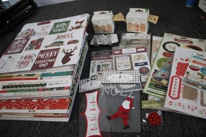 Christmas themed scrapbooking supplies huge assortment of cardstock and stickers