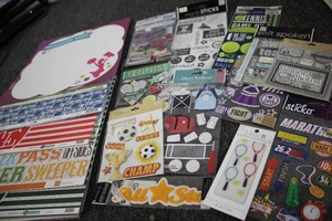 Assorted girls sports scrapbooking cardstock and stickers