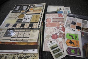 Assorted FallHalloween themed cardstock and stickers