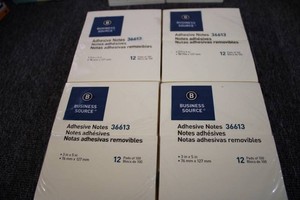 4 packs of Business Source sticky notes