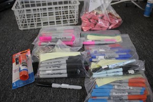 Sharpies, erasers, and more