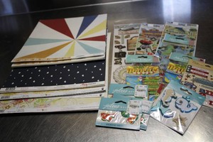 Summer  4th of july themed card stock and stickers