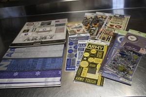 Military themed card stock and stickers