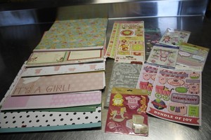 Baby girl themed card stock and stickers