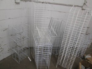 Lot of single paper sorting racks, great for scrapbookers or office and crafts