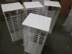 Lot of single paper sorting racks, great for scrapbookers or office and crafts