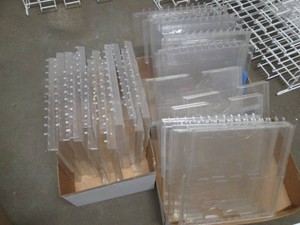 Acrylic paper trays for pegboard or slatwall