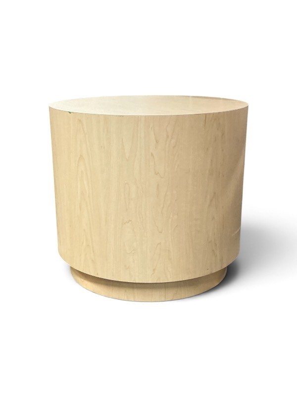 minimalist drum-style accent table