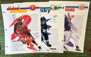 19941995 Sports Heroes, Feats & Facts - Lot Of 8 Different Pages - Jordan, Shaq, Gretzky 