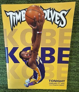 KOBE Bryant TIMBERWOLVES Game Program Vs Los Angeles Lakers February 27th, 2002