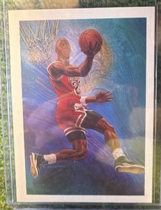 1990 NBA Hoops Michael Jordan #358 Illustrated By Ken Goldammer Chicago Bulls 