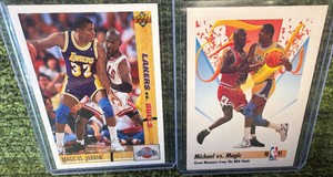 Magic Vs Jordan Lot of 2 Cards- Upper Deck NBA Basketball Trading Cards 