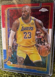 202526 Topps Chrome Basketball Lebron James #127 Red White Blue Refractor LBJ Los Angeles Lakers Last Year 