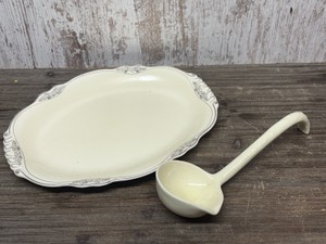 Homer Laughlin Serving Dish and Ceramic Ladle