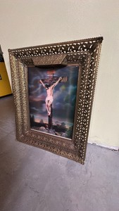 Vintage Jesus 3d picture wmetal frame