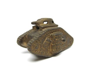 Orig Antique Cast Iron Bank #4 - WW1 Tank