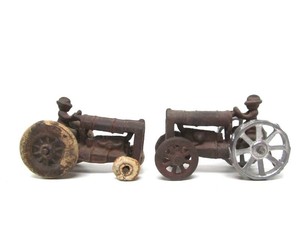 2 Antique 1920s-30s Cast Iron Tractors