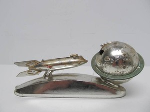 Very Cool 1950s Atomic Chrome STRATO Rocket Coin Bank