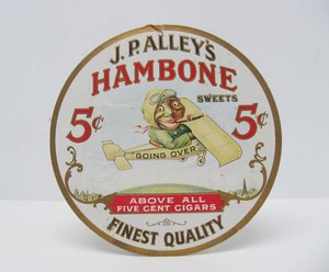 Old Original Vintage 1930s era Double Sided HAMBONE Cigars Store Display Spinner Sign&nbsp