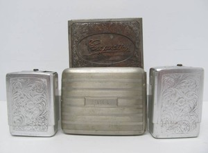 4 Vintage Metal Cigarette Cases &amp Boxes