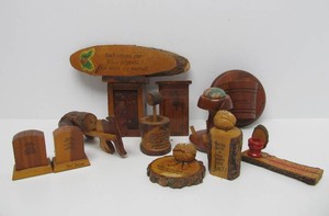 Lot of 1930s-50s Assorted Cedar &amp other Wooden Souvenirs