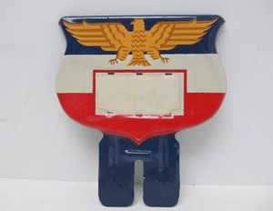 NOS Unused Vintage 1940s era Tin License Palte Topper wEagle