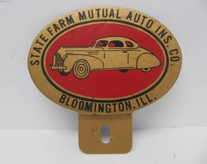 Vintage State Farm Advertising License Plate Topper