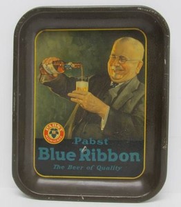 Orig Vintage 1930s Tin Litho PABST Advertising Beer Tray