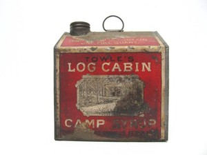 Early Antique LOG CABIN Camp Syrup Tin - Saint Paul, Minn