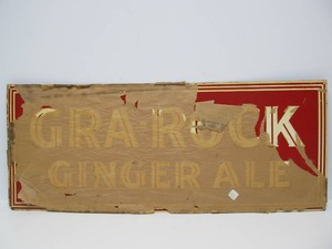NOS Vintage GRA-ROCK Ginger Ale Tin Soda Advertising Sign