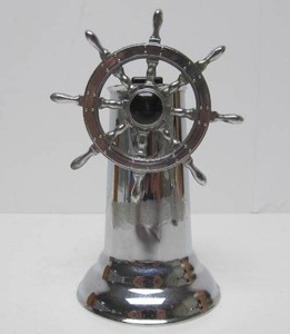 Vintage Chrome Ships Wheel Table Lighter
